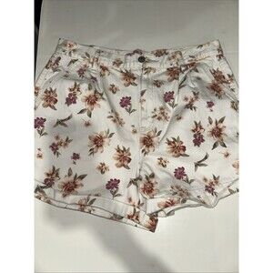New American Eagle Outfitters Shorts Floral Flowers White Size 14 Mom High Waist